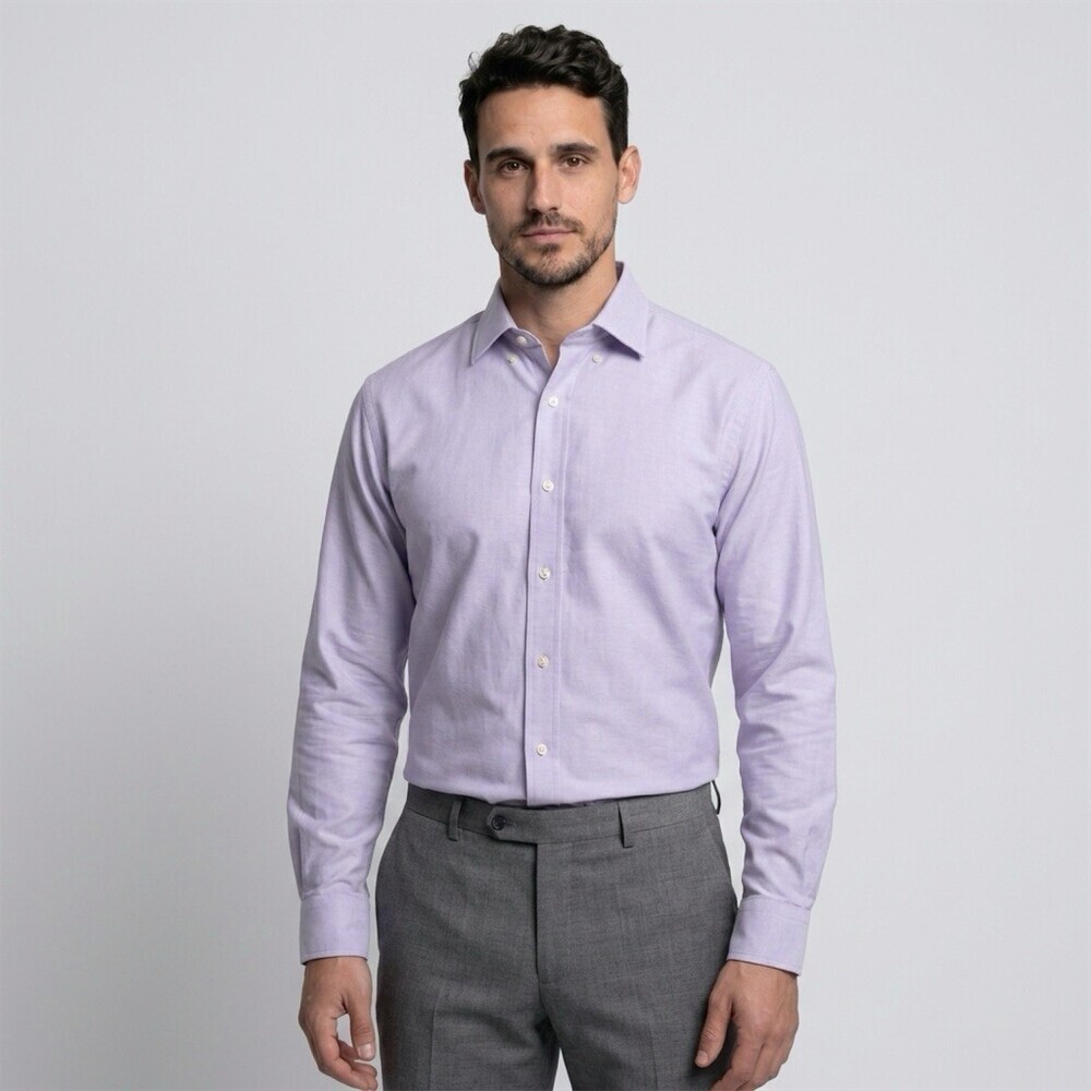 Roundtree & Yorke Dress Shirt Mens 17.5 34/35 Purple Slim Button-Down